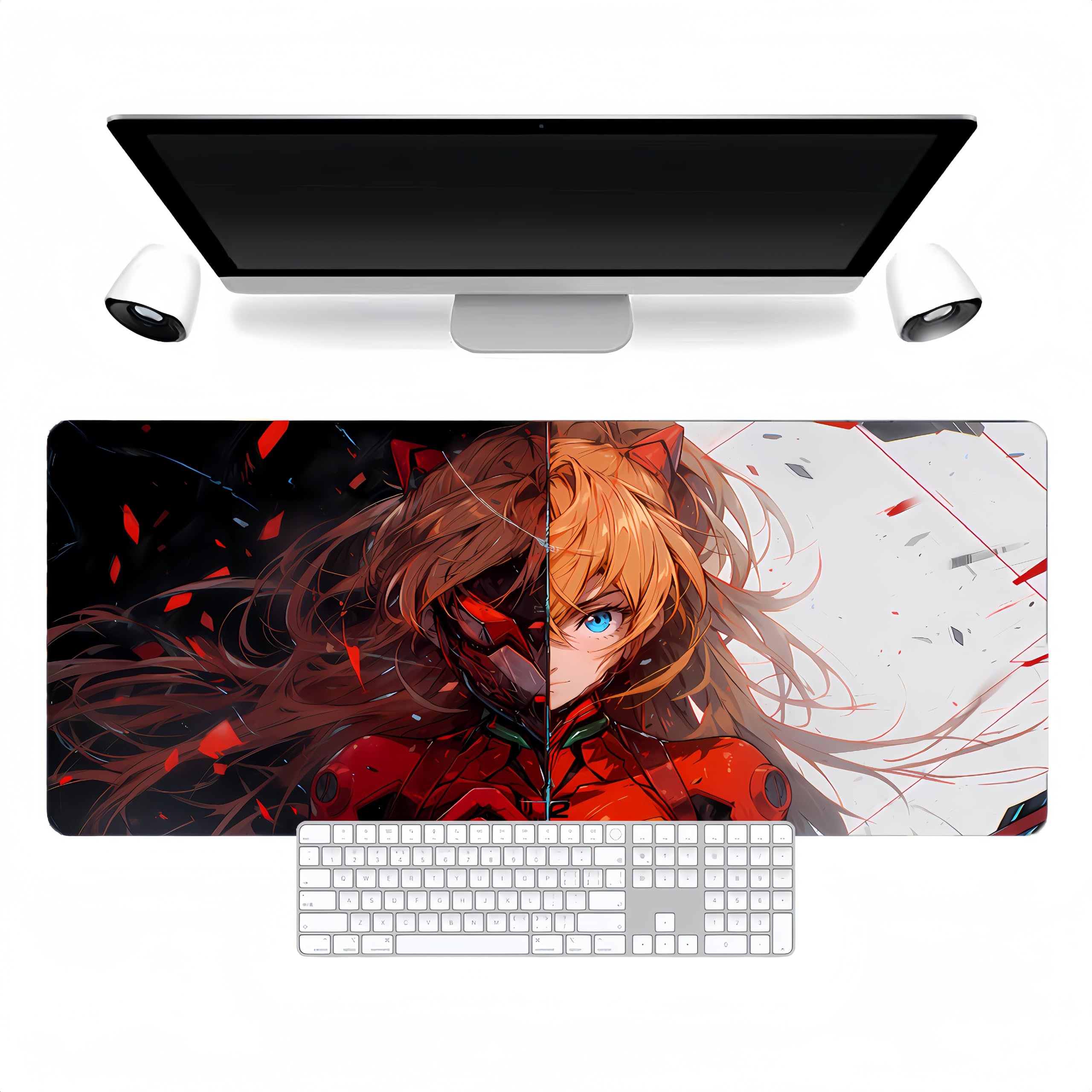 Odrys Neon Genesis Evangelion Anime Mouse Pad, Red, XXL 900x400mm